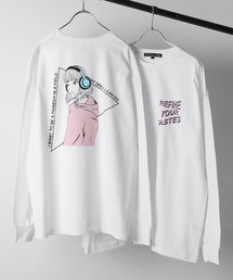【ZIP FIVE】バックイラストプリントビッグシルエットロンT 長袖Tシャツ