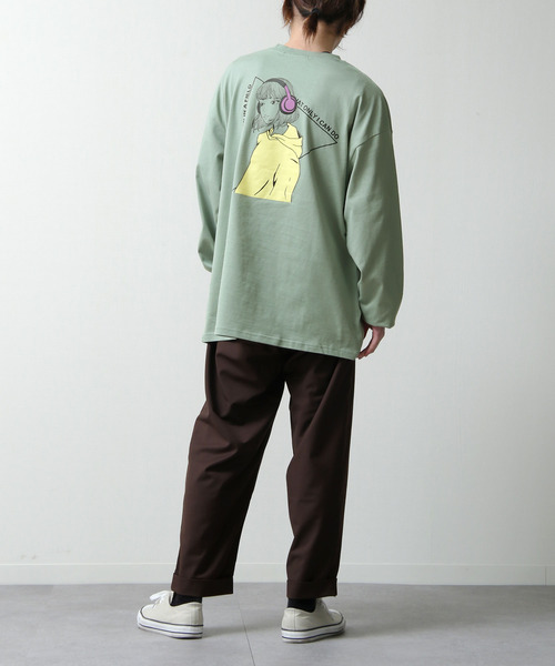 ZIP FIVE(ジップファイブ)の「【ZIP FIVE】バックイラストプリントビッグシルエットロンT 長袖Tシャツ(Tシャツ/カットソー・メンズ・パープル/グリーン/ホワイト・MEDIUM/LARGE)」の5枚目の写真