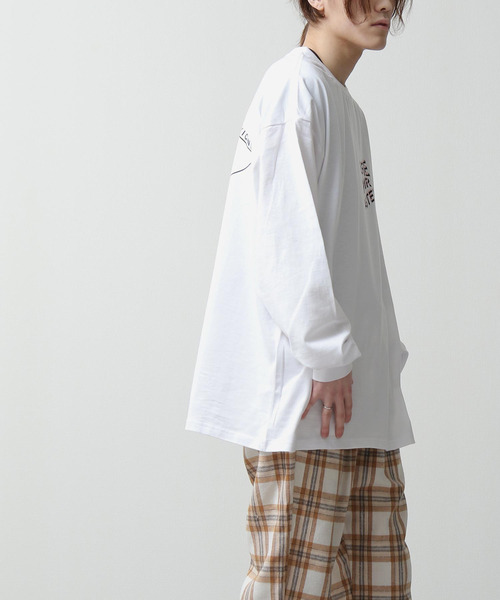 ZIP FIVE(ジップファイブ)の「【ZIP FIVE】バックイラストプリントビッグシルエットロンT 長袖Tシャツ(Tシャツ/カットソー・メンズ・パープル/グリーン/ホワイト・MEDIUM/LARGE)」の8枚目の写真