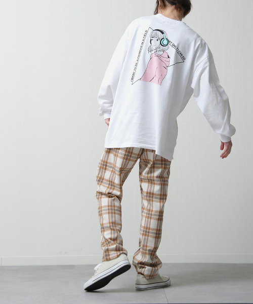 ZIP FIVE(ジップファイブ)の「【ZIP FIVE】バックイラストプリントビッグシルエットロンT 長袖Tシャツ(Tシャツ/カットソー・メンズ・パープル/グリーン/ホワイト・MEDIUM/LARGE)」の10枚目の写真