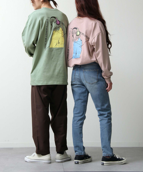 ZIP FIVE(ジップファイブ)の「【ZIP FIVE】バックイラストプリントビッグシルエットロンT 長袖Tシャツ(Tシャツ/カットソー・メンズ・パープル/グリーン/ホワイト・MEDIUM/LARGE)」の14枚目の写真
