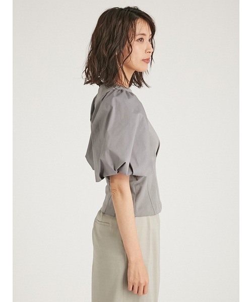 tシャツ フリンジバルーンスリーブカットソー レディース バルーンスリーブドレープコットンポンチハーフジップカットソー