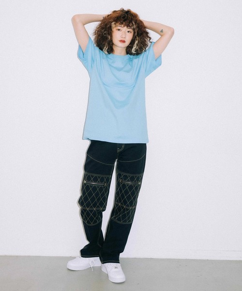 X-girl(エックスガール)の「FACE S/S TEE/フェイス Tシャツ(Tシャツ/カットソー・レディース・ホワイト/ブラック/ベージュ/ブルー/ライトグリーン・S/M/L/XL/X-LARGE/MEDIUM/SMALL/LARGE)」の11枚目の写真