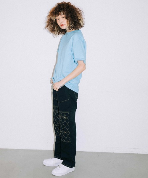 X-girl(エックスガール)の「FACE S/S TEE/フェイス Tシャツ(Tシャツ/カットソー・レディース・ホワイト/ブラック/ベージュ/ブルー/ライトグリーン・S/M/L/XL/X-LARGE/MEDIUM/SMALL/LARGE)」の20枚目の写真