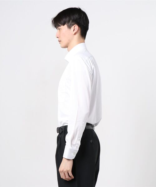 Perfect Suit FActory（パーフェクトスーツファクトリー）の「【完全ノーアイロン】長袖アイシャツ セミワイド ホワイト（ビジネスシャツ・メンズ・オフホワイト・S/M/L/LL）」の2枚目の写真