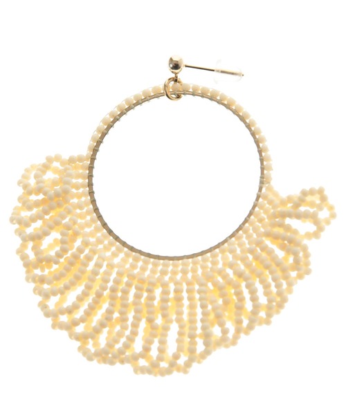 The Virgnia（ザ ヴァージニア）の「ビーズサークルピアス（ピアス（両耳用）・レディース・オフホワイト・FREE）」の2枚目の写真