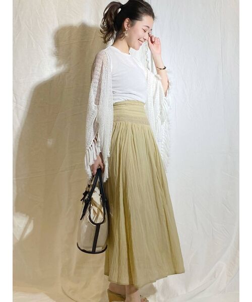 MERCURYDUO（マーキュリーデュオ）の「フリンジ付ニットポンチョ（ニット/セーター・レディース・ベージュ/オフホワイト・FREE）」の5枚目の写真