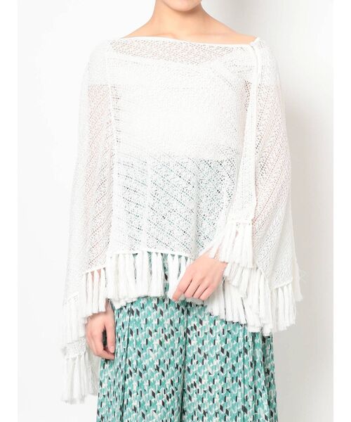 MERCURYDUO（マーキュリーデュオ）の「フリンジ付ニットポンチョ（ニット/セーター・レディース・ベージュ/オフホワイト・FREE）」の21枚目の写真