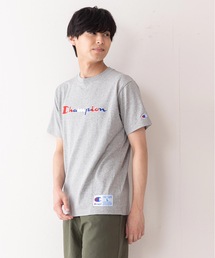【Champion/チャンピオン】マルチカラーロゴ入り刺繍Ｔシャツ　コットン100％　自然な風合い　刺繍ロゴ　ジョックタグ