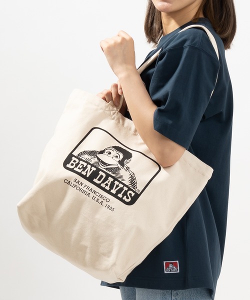 BEN DAVIS（ベンデイビス）の「【BEN DAVIS/ベンデイビス】ブランドロゴ キャンバストートバッグ（トートバッグ・レディース・オフホワイト/ブラック・FREE）」の2枚目の写真