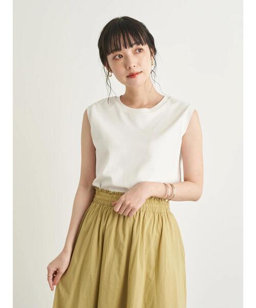 earth music&ecology（アースミュージックアンドエコロジー）の「スムーススリーブレスカットソー ＊（Tシャツ/カットソー・レディース・ブラック/ブラウン/オフホワイト/ピンク/ミント/グレイッシュベージュ・M/L）」の7枚目の写真