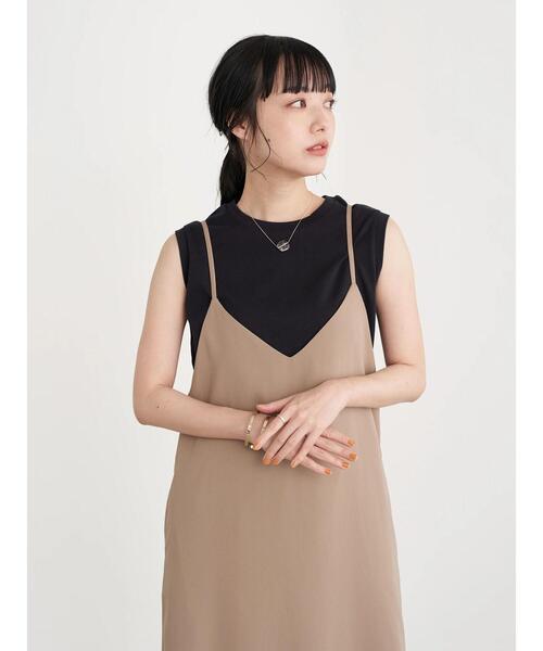 earth music&ecology（アースミュージックアンドエコロジー）の「スムーススリーブレスカットソー ＊（Tシャツ/カットソー・レディース・ブラック/ブラウン/オフホワイト/ピンク/ミント/グレイッシュベージュ・M/L）」の8枚目の写真