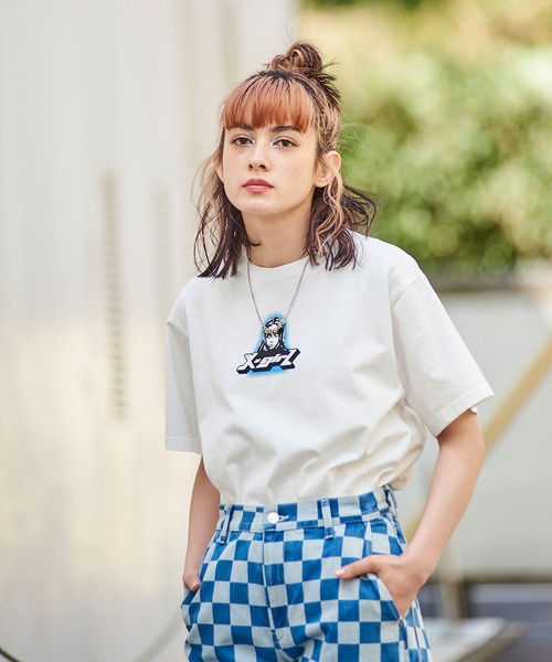 X-girl（エックスガール）の「NEW AGE FACE S/S TEE（Tシャツ/カットソー・レディース・ホワイト/ベージュ/ブラック/レッド・M/S/XL/L）」の16枚目の写真