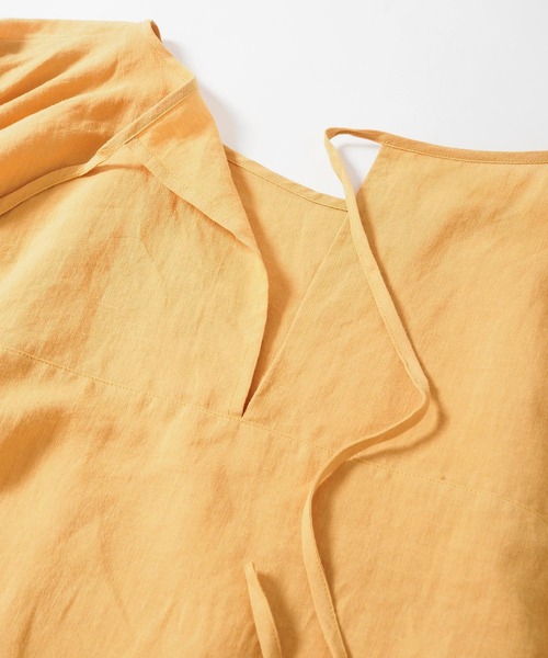 Crisp（クリスプ）の「ホイップスリーブリネンブラウス（シャツ/ブラウス・レディース・グレー/アイボリー/マスタード・FREE）」の10枚目の写真