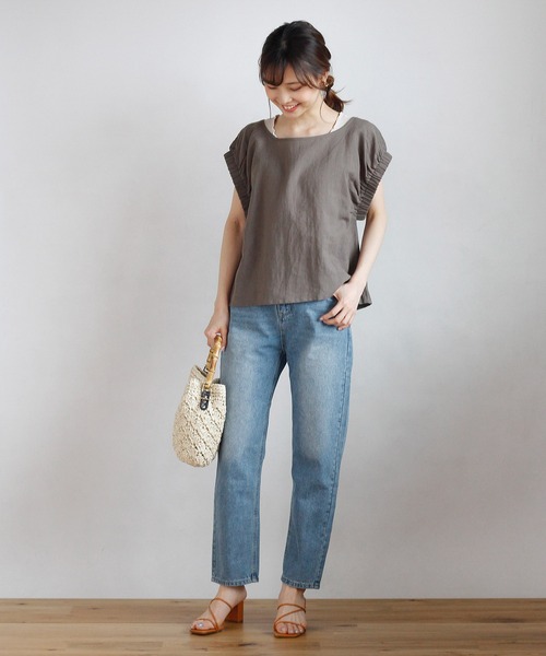 Crisp（クリスプ）の「ホイップスリーブリネンブラウス（シャツ/ブラウス・レディース・グレー/アイボリー/マスタード・FREE）」の19枚目の写真