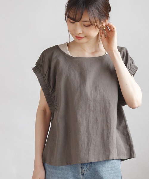 Crisp（クリスプ）の「ホイップスリーブリネンブラウス（シャツ/ブラウス・レディース・グレー/アイボリー/マスタード・FREE）」の22枚目の写真