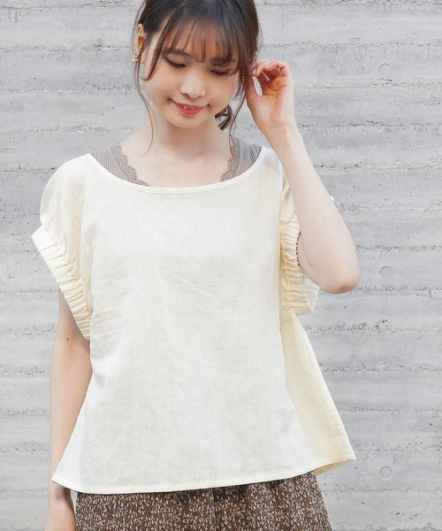 Crisp（クリスプ）の「ホイップスリーブリネンブラウス（シャツ/ブラウス・レディース・グレー/アイボリー/マスタード・FREE）」の15枚目の写真