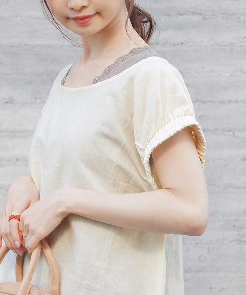 Crisp（クリスプ）の「ホイップスリーブリネンブラウス（シャツ/ブラウス・レディース・グレー/アイボリー/マスタード・FREE）」の18枚目の写真