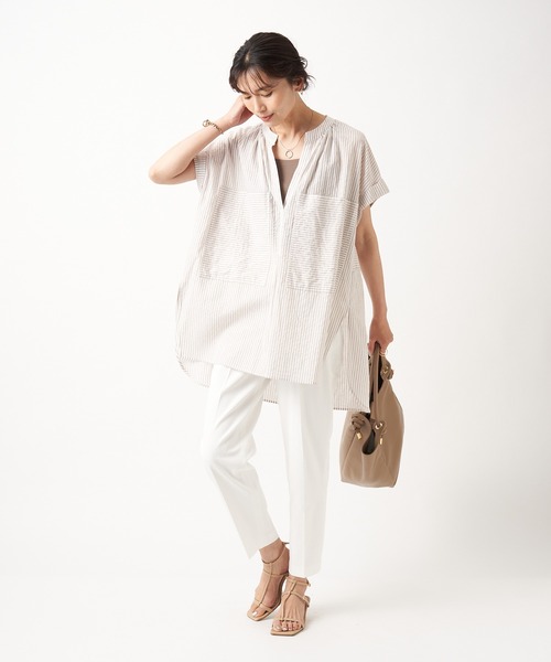 RIVE DROITE（リヴドロワ）の「穿き心地は楽なのに美脚見え　ドライタッチテーパードパンツ（その他パンツ・レディース・オフホワイト/ブラック・38/36）」の16枚目の写真