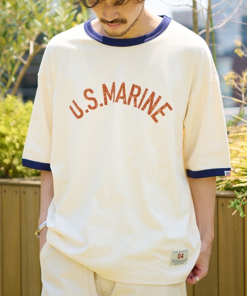 CIAOPANIC TYPY（チャオパニックティピー）の「USAコットンリンガーフロッキープリントTEE（Tシャツ/カットソー・メンズ・ホワイト系その他/イエロー/チャコールグレー・X-LARGE/MEDIUM/LARGE/SMALL）」の2枚目の写真