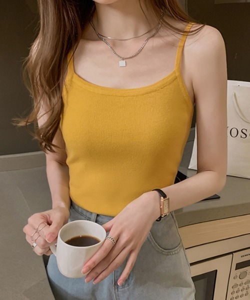 MANGROVE(マングローブ)の「リブカラーキャミソール(キャミソール・レディース・ホワイト/ブラック/レッド/カーキ/イエロー/ブルー/グリーン・FREE)」の6枚目の写真