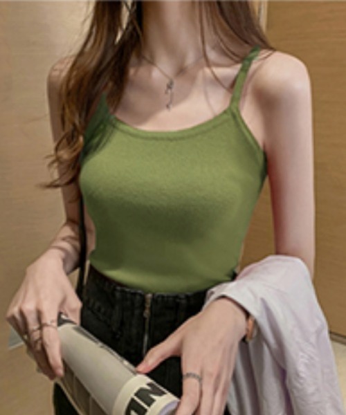 MANGROVE(マングローブ)の「リブカラーキャミソール(キャミソール・レディース・ホワイト/ブラック/レッド/カーキ/イエロー/ブルー/グリーン・FREE)」の5枚目の写真