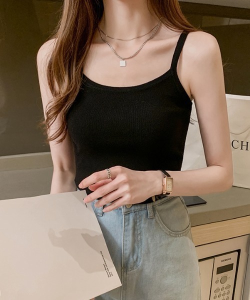 MANGROVE(マングローブ)の「リブカラーキャミソール(キャミソール・レディース・ホワイト/ブラック/レッド/カーキ/イエロー/ブルー/グリーン・FREE)」の3枚目の写真