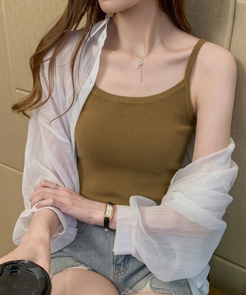 MANGROVE(マングローブ)の「リブカラーキャミソール(キャミソール・レディース・ホワイト/ブラック/レッド/カーキ/イエロー/ブルー/グリーン・FREE)」の15枚目の写真