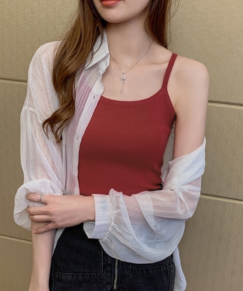 MANGROVE(マングローブ)の「リブカラーキャミソール(キャミソール・レディース・ホワイト/ブラック/レッド/カーキ/イエロー/ブルー/グリーン・FREE)」の13枚目の写真