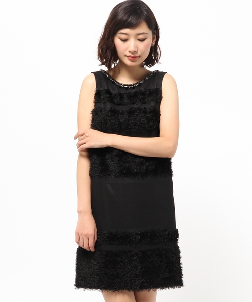 GRACE CONTINENTAL フェザー ボーダー ワンピース ネイビー GRACE  