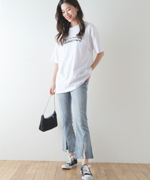 Futier land（フューティアランド）の「フロントスリットクロップドフレアデニム（デニムパンツ・レディース・ライトブルー/ブルー・SMALL/MEDIUM）」の16枚目の写真
