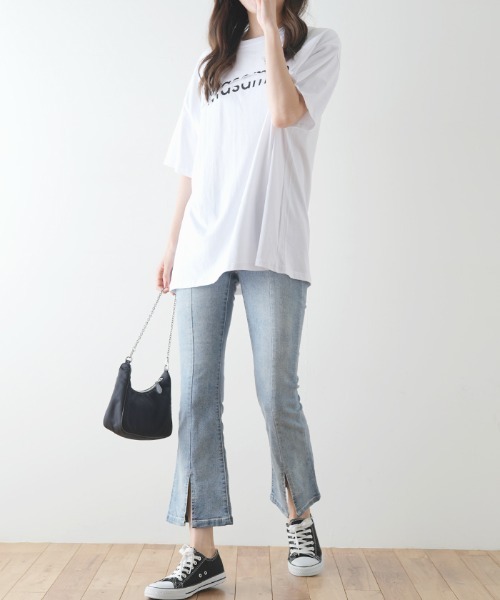 Futier land（フューティアランド）の「フロントスリットクロップドフレアデニム（デニムパンツ・レディース・ライトブルー/ブルー・SMALL/MEDIUM）」の17枚目の写真