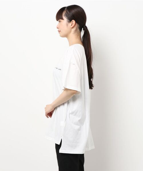 MATCH&more(マッチアンドモア)の「メッセージプリントオーバーサイズ半袖Tシャツ(Tシャツ/カットソー・レディース・ホワイト/ブラック/ベージュ/グレー/カーキ・FREE)」の7枚目の写真