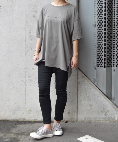 MATCH&more(マッチアンドモア)の「メッセージプリントオーバーサイズ半袖Tシャツ(Tシャツ/カットソー・レディース・ホワイト/ブラック/ベージュ/グレー/カーキ・FREE)」の16枚目の写真