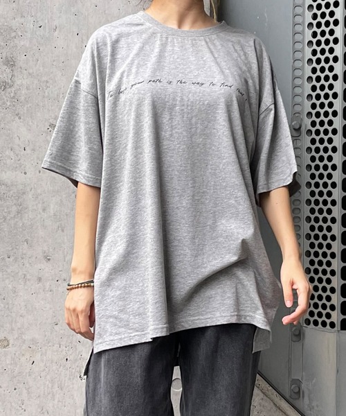 MATCH&more(マッチアンドモア)の「メッセージプリントオーバーサイズ半袖Tシャツ(Tシャツ/カットソー・レディース・ホワイト/ブラック/ベージュ/グレー/カーキ・FREE)」の12枚目の写真