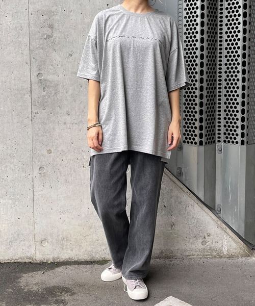 MATCH&more(マッチアンドモア)の「メッセージプリントオーバーサイズ半袖Tシャツ(Tシャツ/カットソー・レディース・ホワイト/ブラック/ベージュ/グレー/カーキ・FREE)」の13枚目の写真