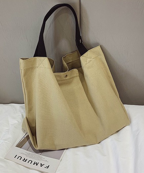 SMILE ORCHID(スマイルオーキッド)の「超大型キャンパスバッグ(トートバッグ・レディース・ホワイト/ブラック/イエロー/ベージュ・FREE)」の4枚目の写真