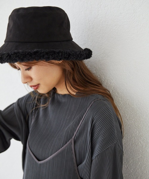 mysty woman（ミスティウーマン）の「ボアスエードバケットハット 219804（ハット・レディース・ブラック/ベージュ・FREE）」の13枚目の写真