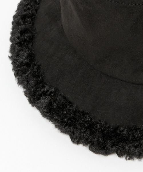 mysty woman（ミスティウーマン）の「ボアスエードバケットハット 219804（ハット・レディース・ブラック/ベージュ・FREE）」の4枚目の写真