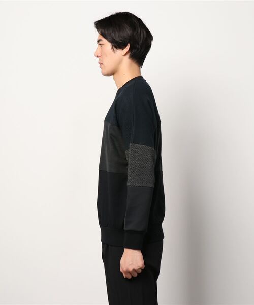 OURET（オーレット）の「ファンシーパッチワークニット 切替ドルマンプルオーバー（ニット/セーター・メンズ・ブラック/グレー・1/2/3）」の16枚目の写真