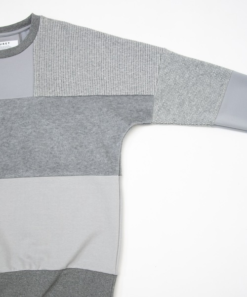 OURET（オーレット）の「ファンシーパッチワークニット 切替ドルマンプルオーバー（ニット/セーター・メンズ・ブラック/グレー・1/2/3）」の3枚目の写真