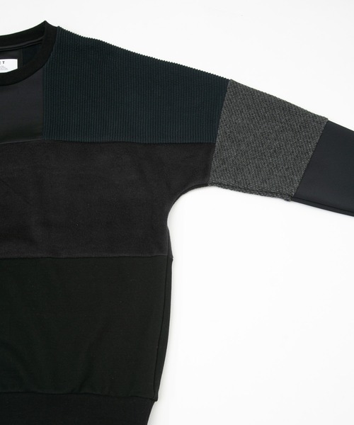 OURET（オーレット）の「ファンシーパッチワークニット 切替ドルマンプルオーバー（ニット/セーター・メンズ・ブラック/グレー・1/2/3）」の8枚目の写真