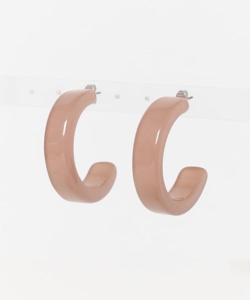 KBF+（ケービーエフプラス）の「KBF+　アクリルサークルピアス∴（ピアス（両耳用）・レディース・ホワイト/ブラウン・ONE）」の2枚目の写真