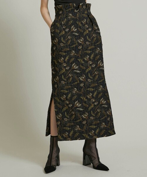 EBONY（エボニー）の「【EBONY(エボニー)】フラワージャカードロングスカート E21AW/S-01/02（スカート・レディース・ブラック/ベージュ・1/2）」の11枚目の写真