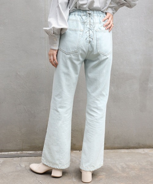 one after another NICE CLAUP(ワンアフターアナザーナイスクラップ)の「バックスタイルで差をつける美シルエットパンツ。バックレースアップフレアパンツ(その他パンツ・レディース・ネイビー/ブルー/ホワイト系その他/ピンク系その他・SMALL/MEDIUM)」の4枚目の写真