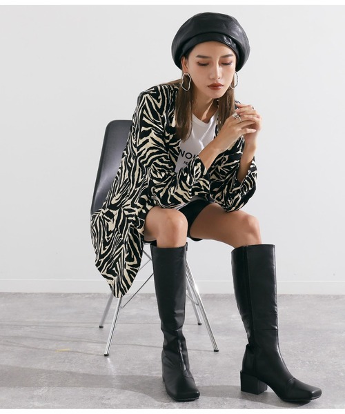 Settimissimo（セッティミッシモ）の「フェイクレザー切替デザインベレー帽（ハンチング/ベレー帽・レディース・ベージュ/ブラック/カーキ・FREE）」の6枚目の写真