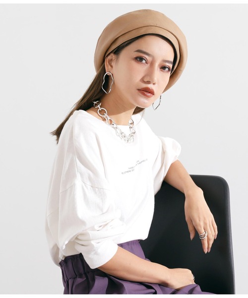 Settimissimo（セッティミッシモ）の「フェイクレザー切替デザインベレー帽（ハンチング/ベレー帽・レディース・ベージュ/ブラック/カーキ・FREE）」の7枚目の写真