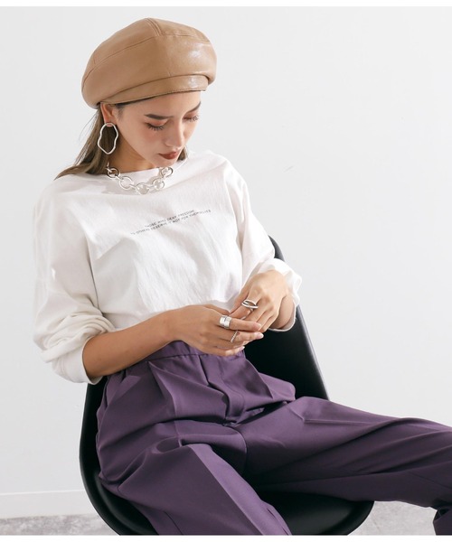 Settimissimo（セッティミッシモ）の「フェイクレザー切替デザインベレー帽（ハンチング/ベレー帽・レディース・ベージュ/ブラック/カーキ・FREE）」の8枚目の写真