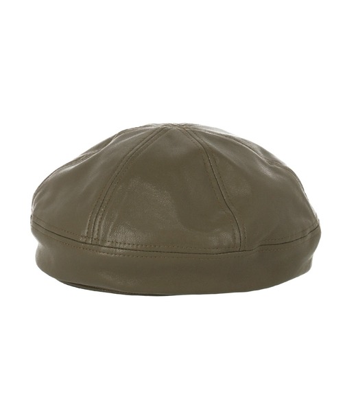 Settimissimo（セッティミッシモ）の「フェイクレザー切替デザインベレー帽（ハンチング/ベレー帽・レディース・ベージュ/ブラック/カーキ・FREE）」の15枚目の写真