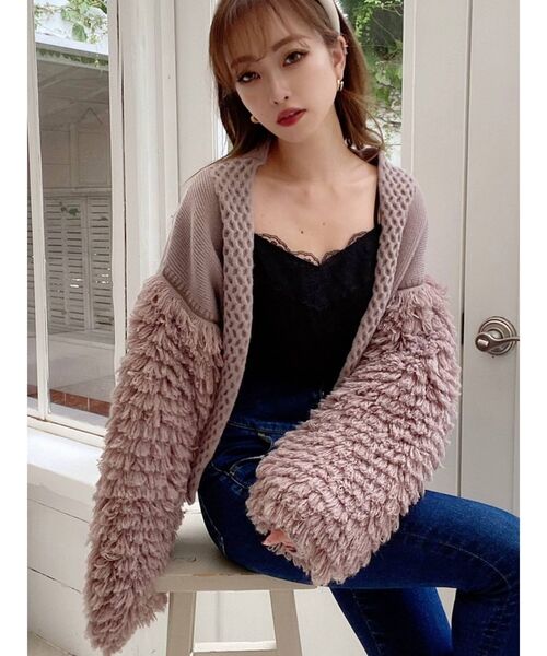 RESEXXY(リゼクシー)の「ファンシーヤーンニットカーディガン(カーディガン/ボレロ・レディース・ベージュ/ブラウン/オフホワイト・FREE)」の3枚目の写真
